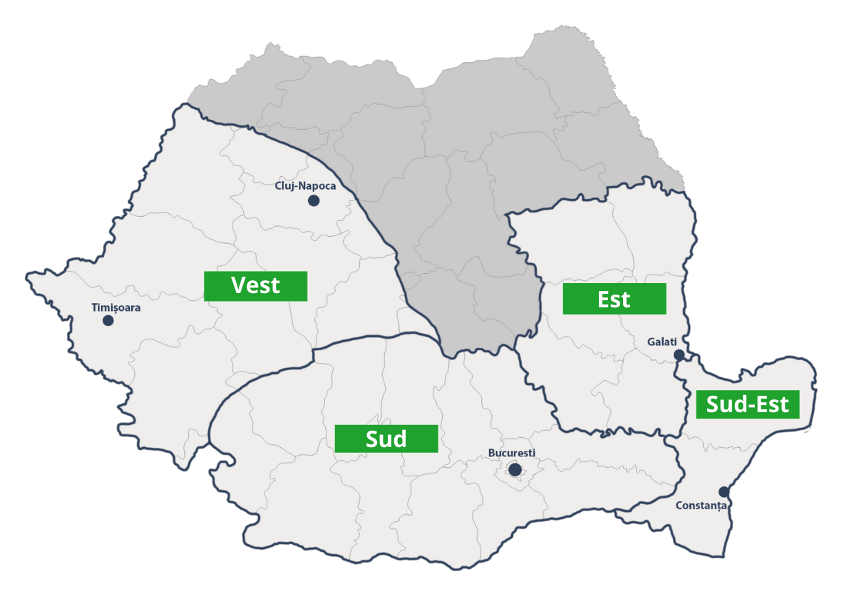 Regions map Romania